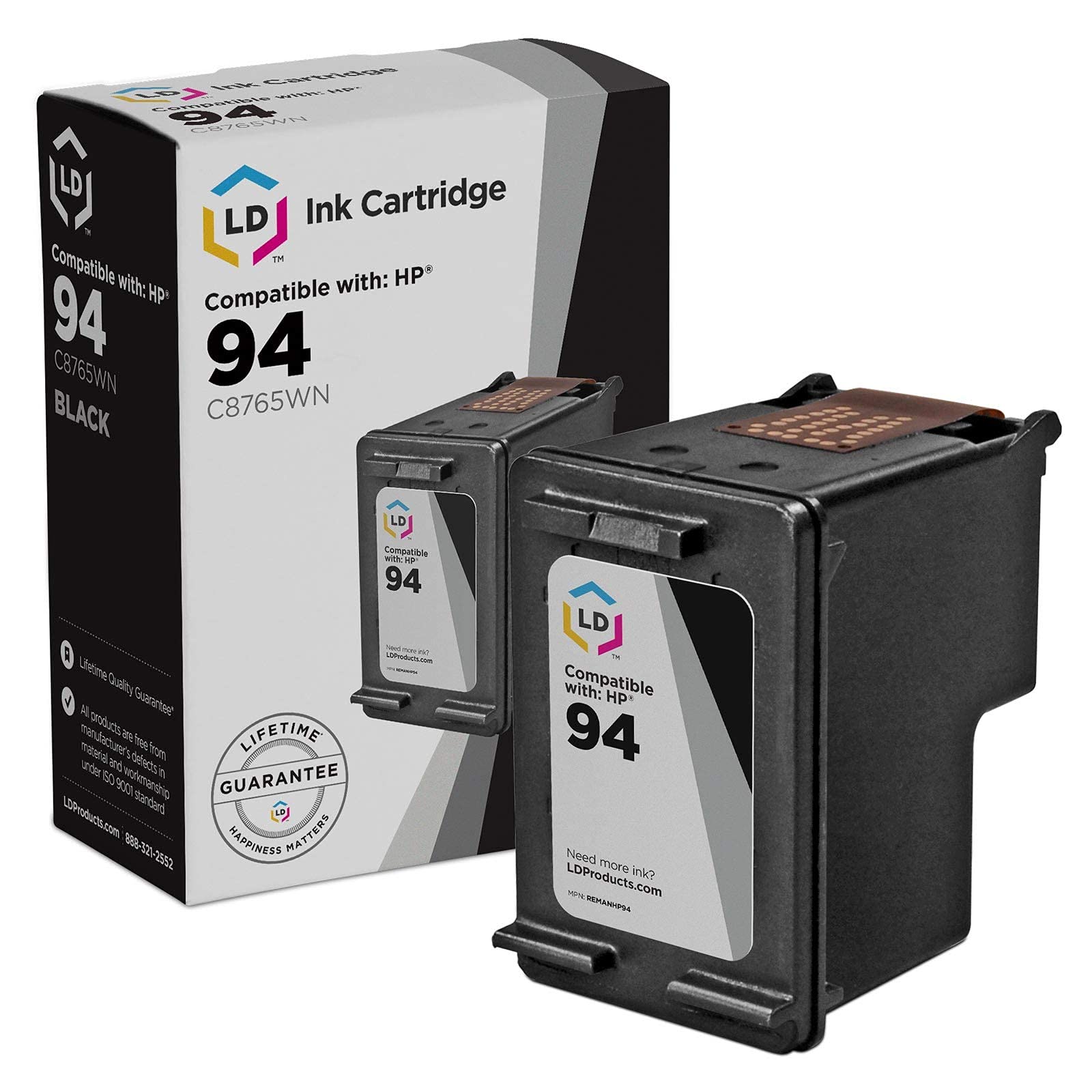 LD Remanufactured Ink Cartridge Replacement for HP 94 C8765WN (Black)