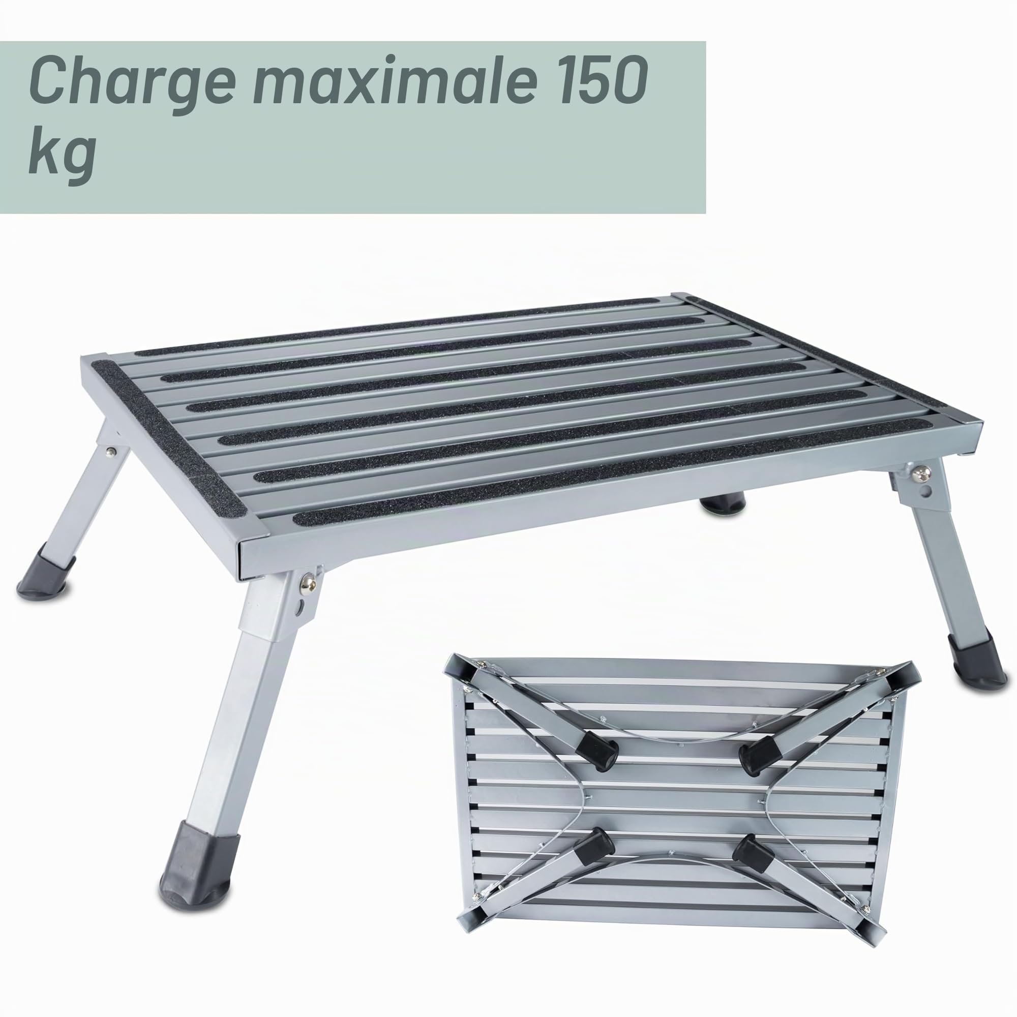 Marchepied Pliable Caravane 72x61x23cm Acier Charge maximale 150kg Surface