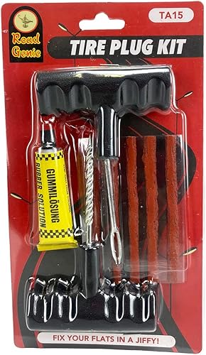Miniatura 3 de Kit de reparación de neumáticos sin cámara | Enchufe y escariador con mango en T | Tapones de 4 pulgadas y cemento de 0.42 oz | Resistente |