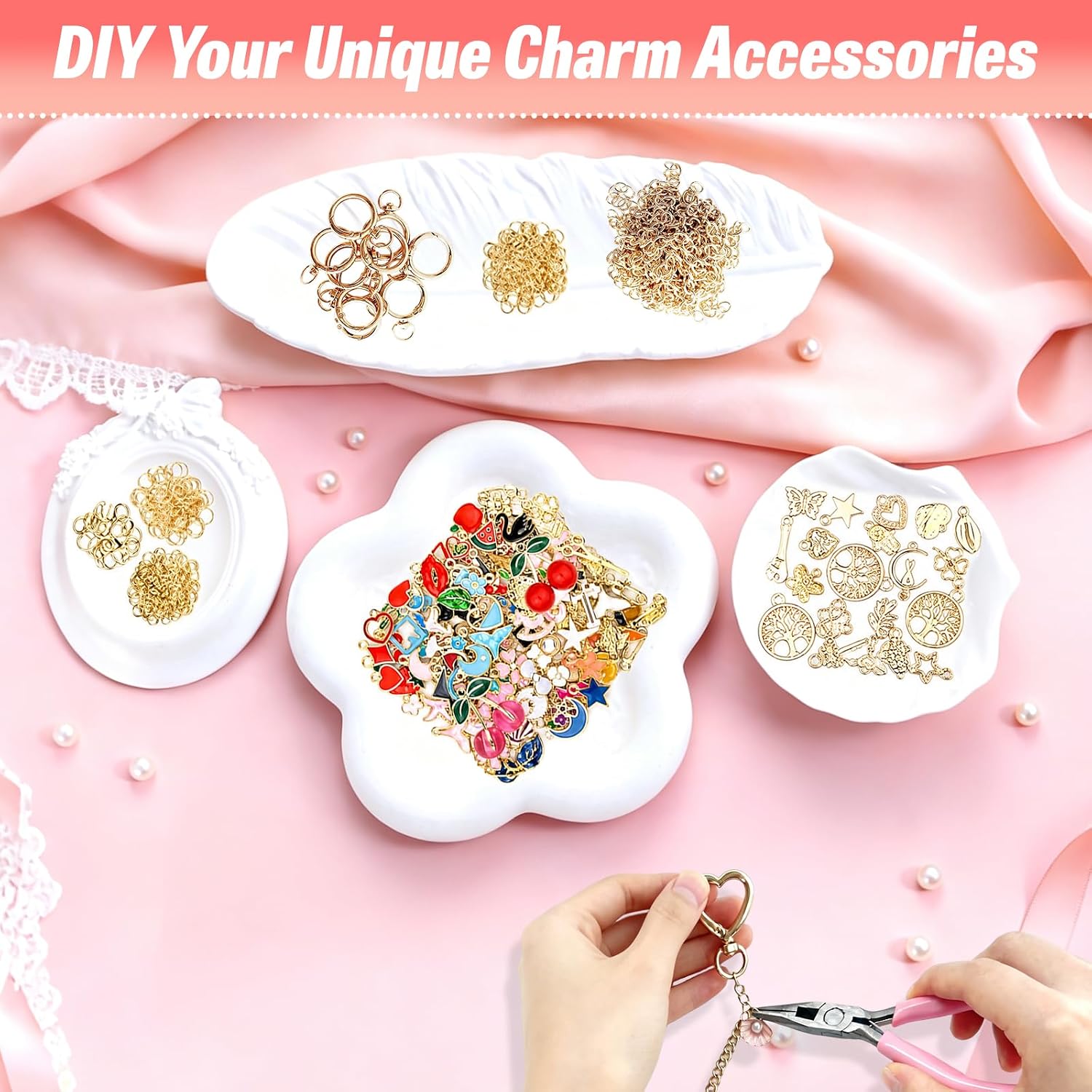 Libershine 656Pcs Keychain Making Kit, DIY Bag Charm Kit