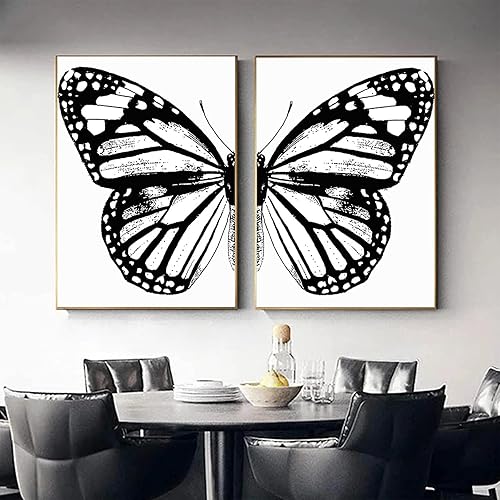 Miniatura 7 de Arte de pared de mariposa monarca, póster de ala de mariposa izquierda y derecha, mariposas vintage, impresión en lienzo de mariposas vintage en