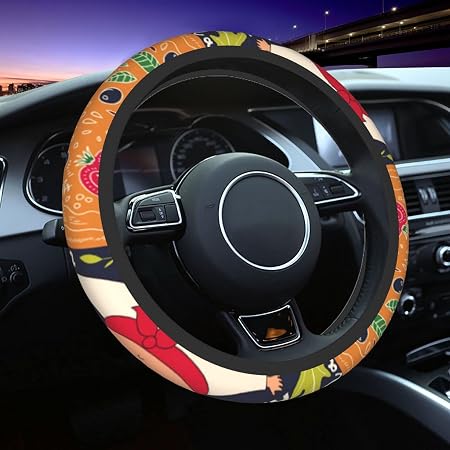 Amazon シェフ ピザ ハンドルカバー 自動車用ステアリングカバー おしゃれ ハンドルカバー かっこいい ステアリングカバー 快適な耐久性 安全性 汚れ 滑り防止 春 夏 秋 冬四節汎用 ステアリングホイールカバー ハンドルカバー 車 バイク