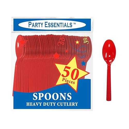 Miniatura 2 de Party Essentials N24509RD Cucharas de plástico duro de peso medio, color rojo (1,200 unidades)