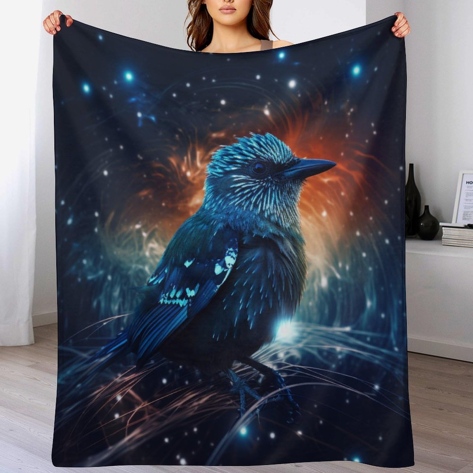 Couverture canapé polaire chaude et douce plaid flanelle oiseau pour vos soirées cocooning