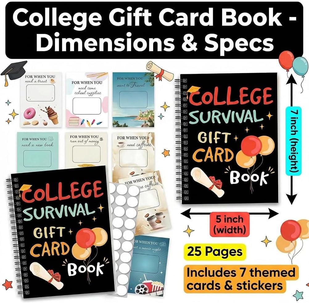 2026 College Survival Kit Gift Card Book - Graduation Survival Gift Card Booklet for College Student, High School Graduation Gift Card Holder Book with Surprises on Every Page (2SET)