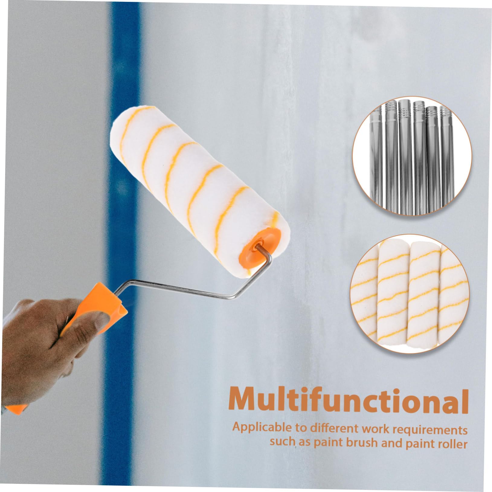 Rouleau à Peinture en Acier Inoxydable et Plastique avec Tige Télescopique 1,8 M Outil Pratique Peinture Murale Intérieure et Extérieure