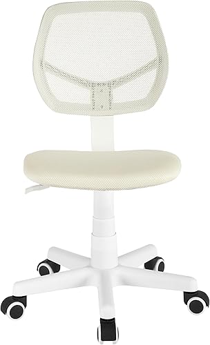 Urban Lifestyle Silla de escritorio giratoria para oficina con respaldo de malla y ruedas giratorias, color blanco con patas blancas