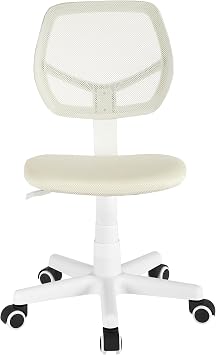 Urban Lifestyle Computer Office Rolling Swivel Task Desk Chair with Mesh Backrest and Caster Wheels, White with White Legs