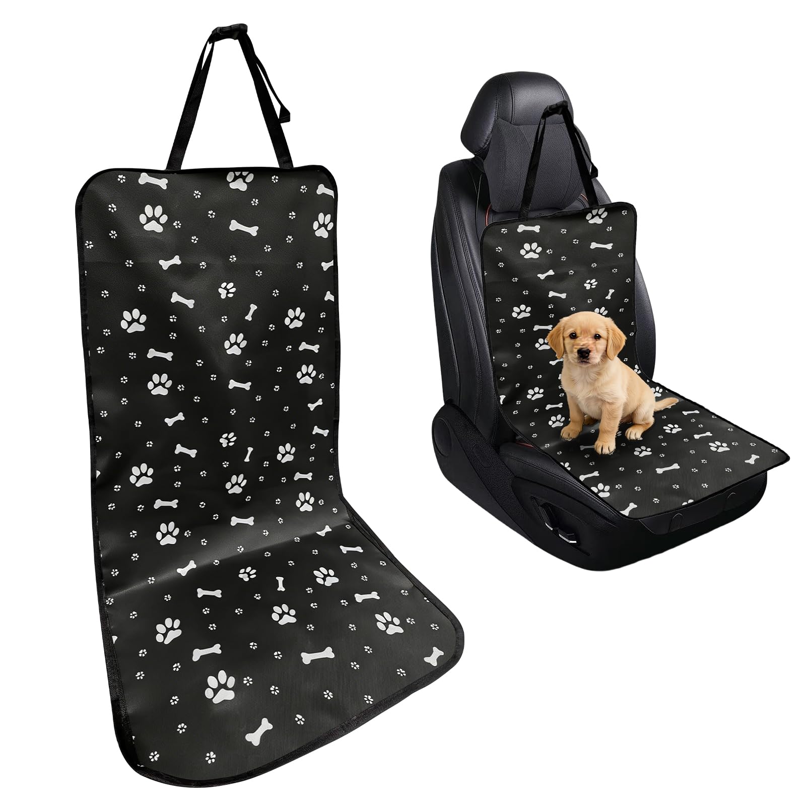 Funda Coche Perro,Protector Coche Perros Asiento Trasero para Asientos Traseros y Asiento del Copiloto de Berlinas/SUV,Universal Tela Oxford Resistente Desgaste y Manchas,Negra
