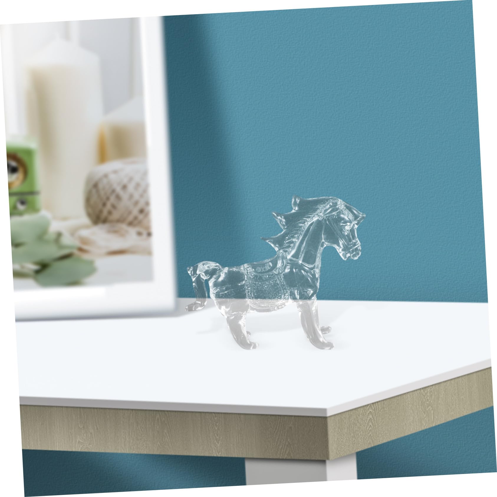 Generic Kryształowa figurka konia na biurko statua zwierzątko średni kwarcowy ozdoba Feng Shui do dekoracji stołu w biurze w domu