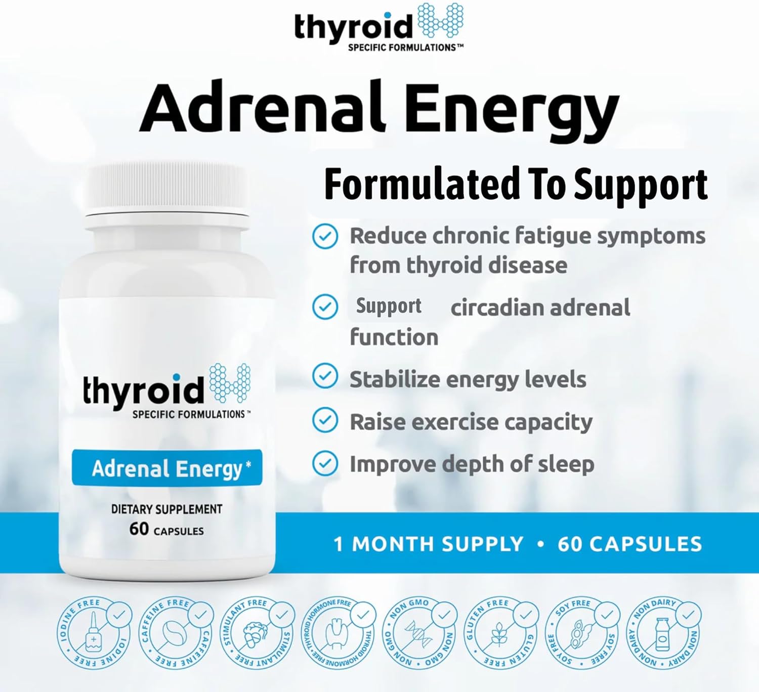 Adrenal Energy – Doctor-Formulated Adrenal Support for Energy & Stress Balance – Supports Healthy Adrenal Function & Sleep – With Rhodiola, Ashwagandha, Cordyceps, B Vitamins & More – 60 Capsules