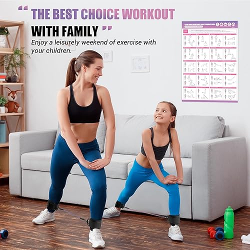 Miniatura 6 de Bandas de resistencia al tobillo con puños para entrenamiento, patadas, ejercicio de cadera, piernas y glúteos, póster de entrenamiento incluido,