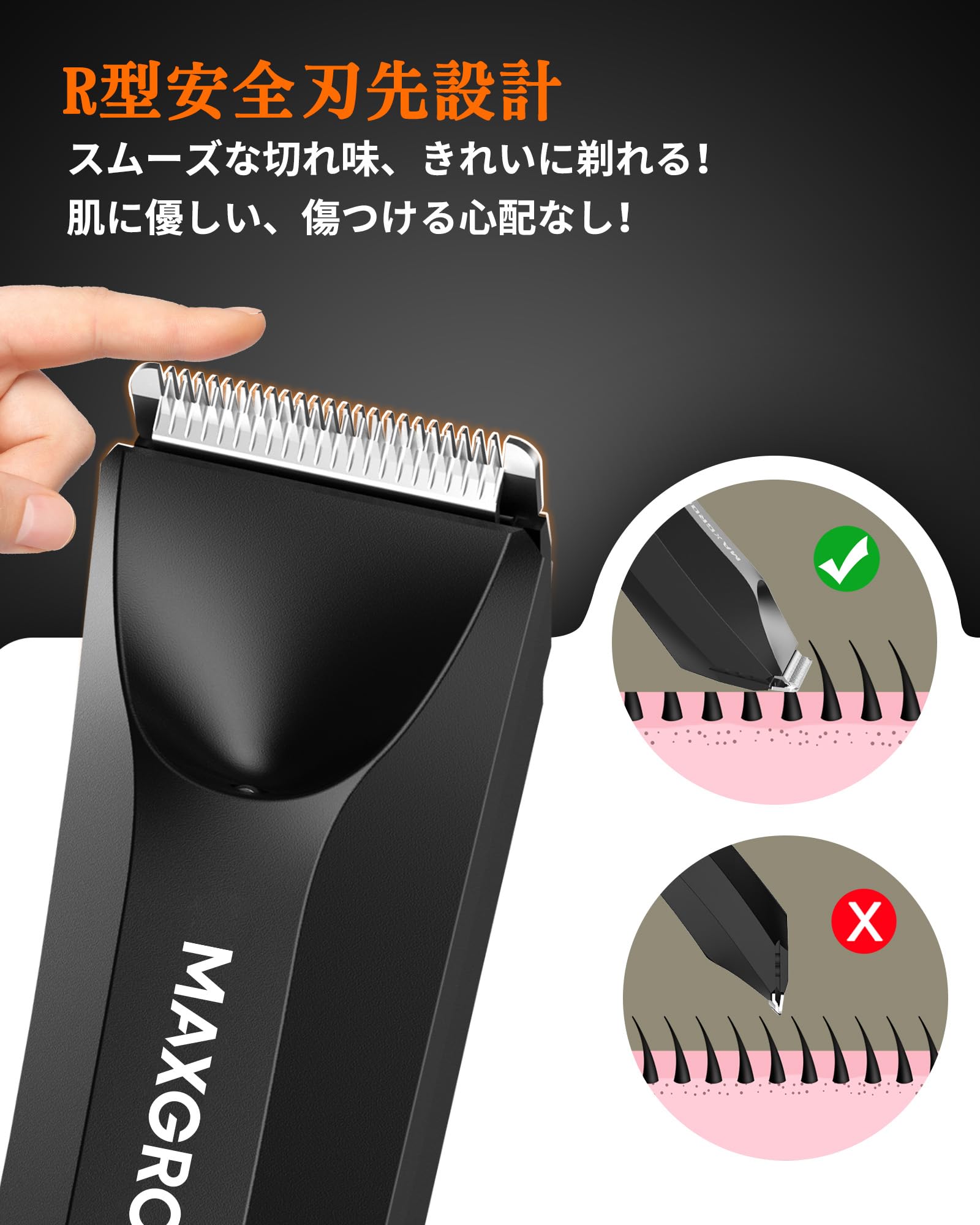 Amazon.co.jp: MAXGROOM ボディシェーバー メンズ ヒゲトリマー 電動