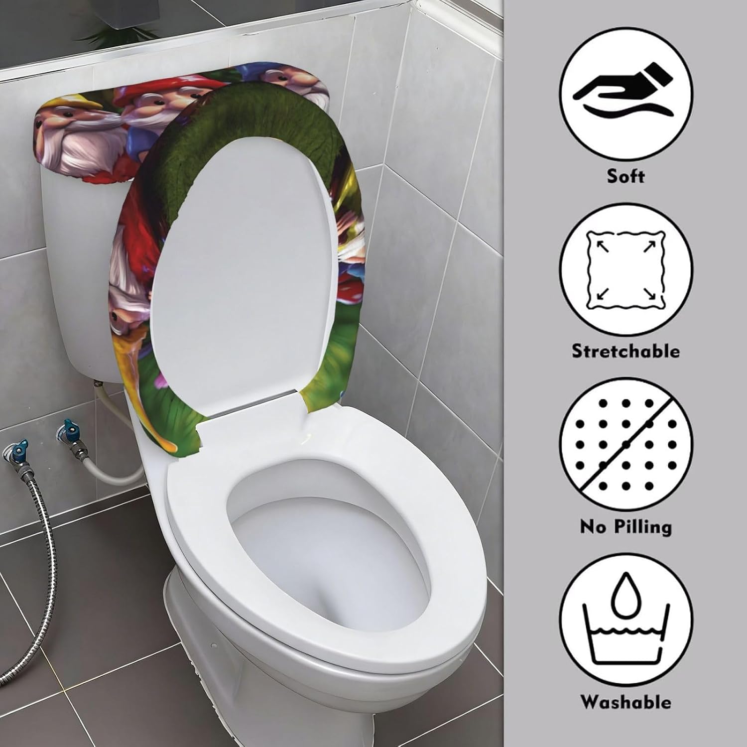 2 Pcs Toilet Lid Cover And Toilet Tank Cover Washable For Bathroom Decor image 3