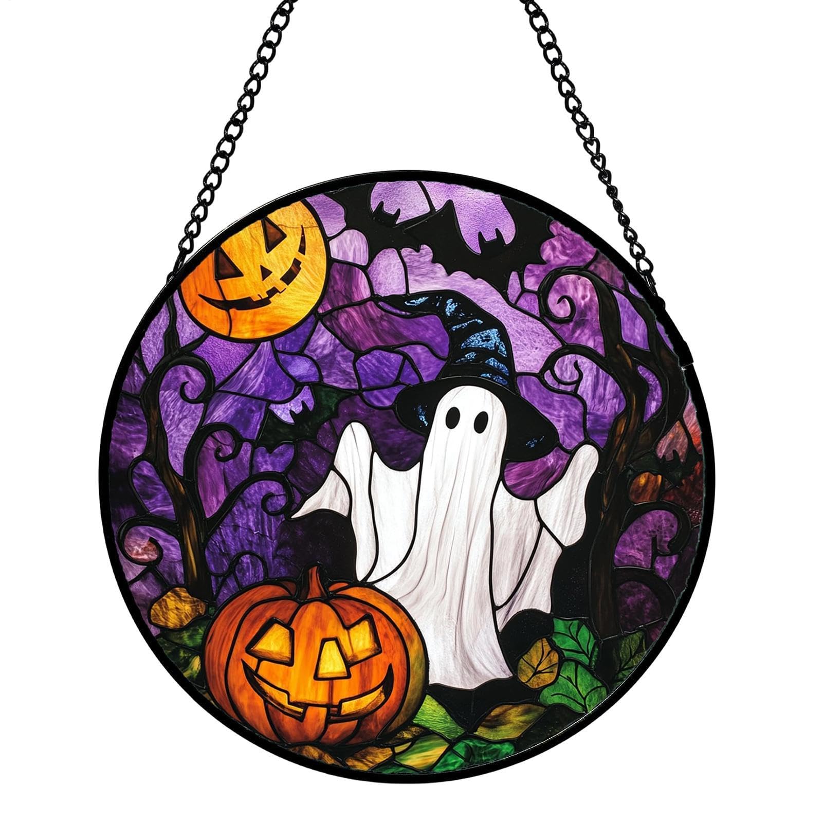 Decoración mural de Halloween con atrapasol de calabaza 2D para pared interior