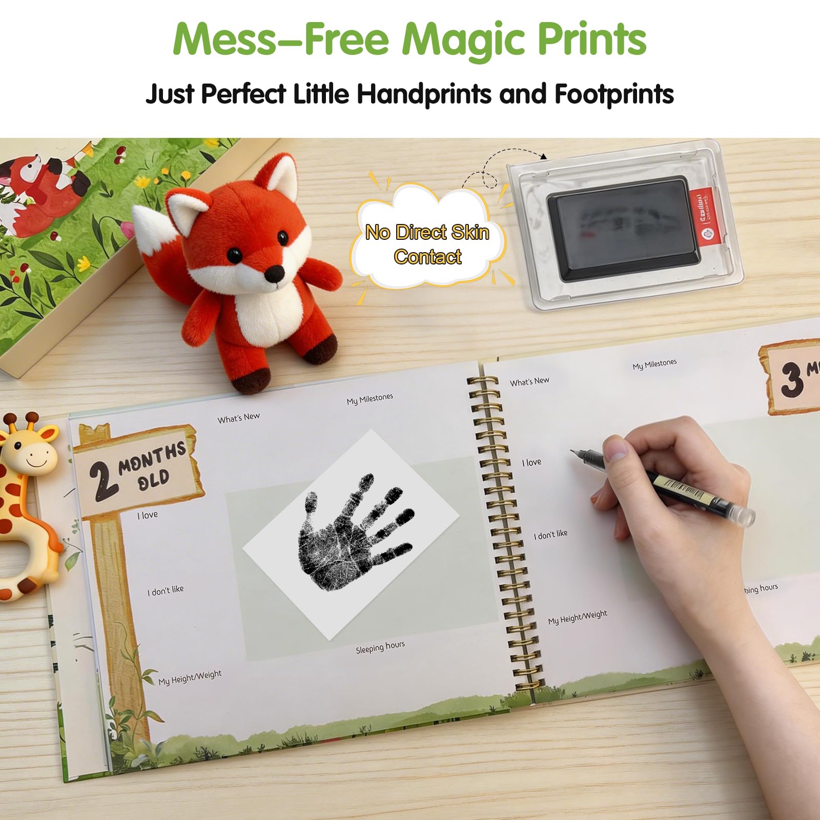 Keepsake Baby Memory Book for Boy or Girl, Timeless Baby’s Journal, Milestone Book to Record from Newborn to Age 5, Woodland Newborn Gender Neutral Baby Gift Scrapbook, Photo Album - 4