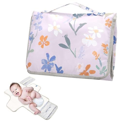Miniatura 2 de Colorful Flowers Portable Changing Pad with Built-in Pillow, Waterproof Foldable Baby Diaper Changing Pads, Diaper Mat for Boys and Girls