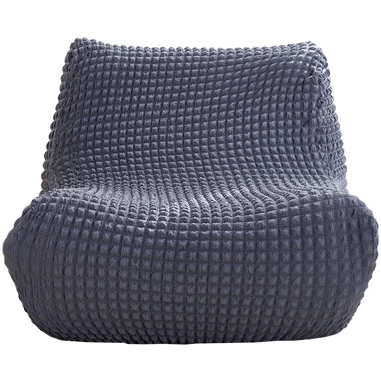 ZRCYXDW Single Seated Lazy Floor Sofa Cover, Stretch Fireside Chair Cover Seersucker With Elastic Bottom Armless Floor Sofa Couch Cover Washable For Living Room Bedroom-dark grey-1 Seater