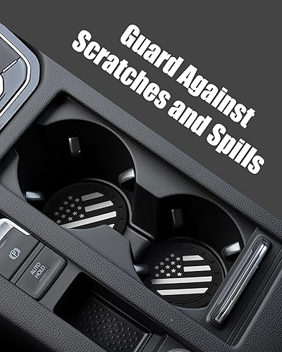 Miniatura 6 de Paquete de 4 posavasos de silicona antideslizantes universales con la bandera americana, accesorios para el interior del automóvil, color negro