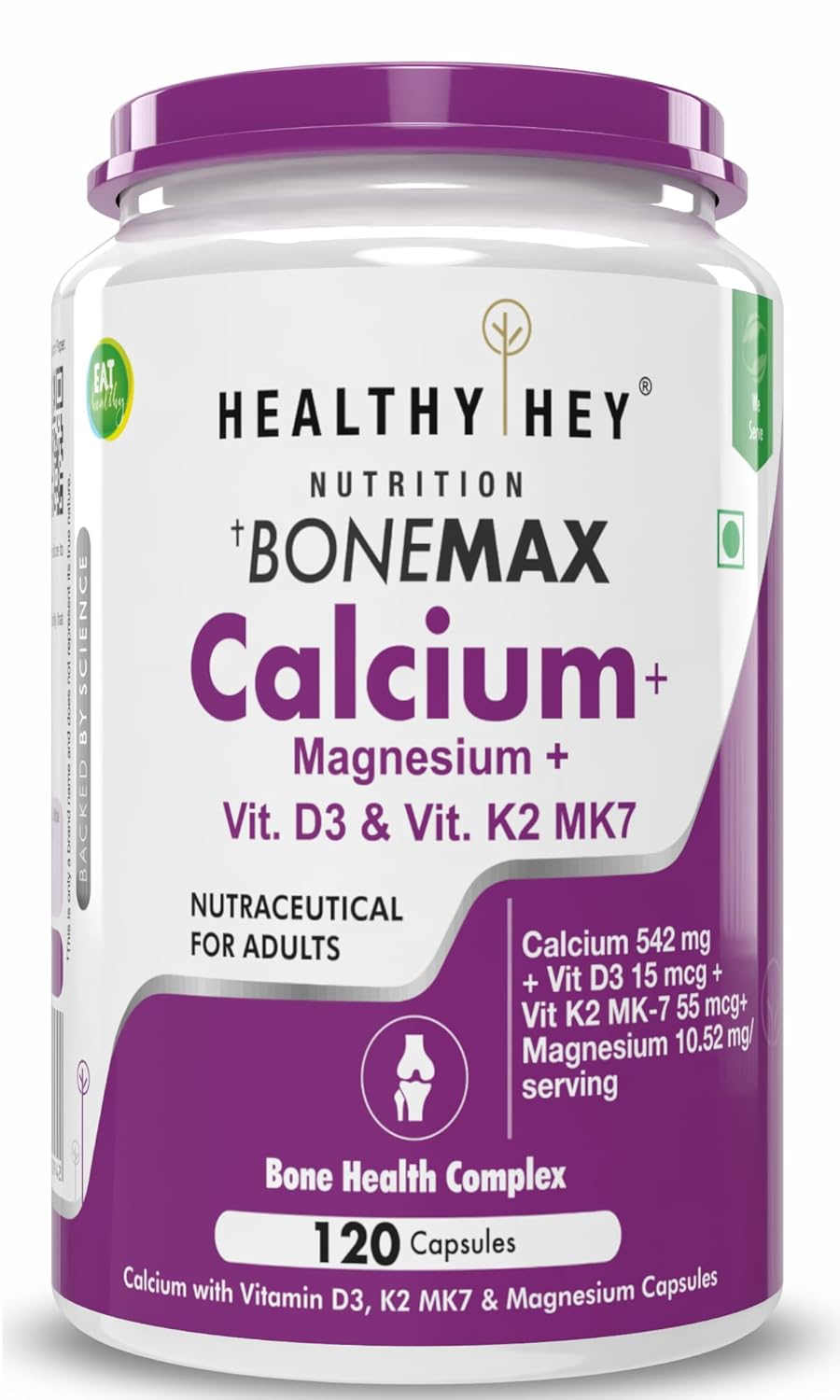 HealthyHey Nutrition Calcium with Magnesium, Vitamin D3 & Vitamin K2- Mk7 – BoneMax – Bone Health Complex -120 Vegetable Capsules HealthyHey Nutrition Calcium with Magnesium, Vitamin D3 & Vitamin K2- Mk7 – BoneMax – Bone Health Complex -120 Vegetable Capsules
