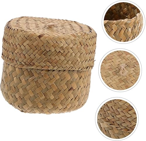 Miniatura 7 de Cesta de flores Mini cesta de mimbre con tapa, juguetes para niños, regalos vintage, cesta tejida hecha a mano, cesta de almacenamiento creativa,