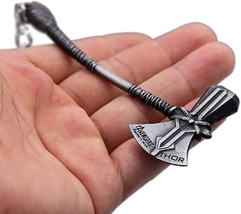 3-Pack Silver Hammer Key Chain, Bronze Glove Keychain and Silver Axe Keychain, Cool Gifts for Men, Husband, Boyfriend