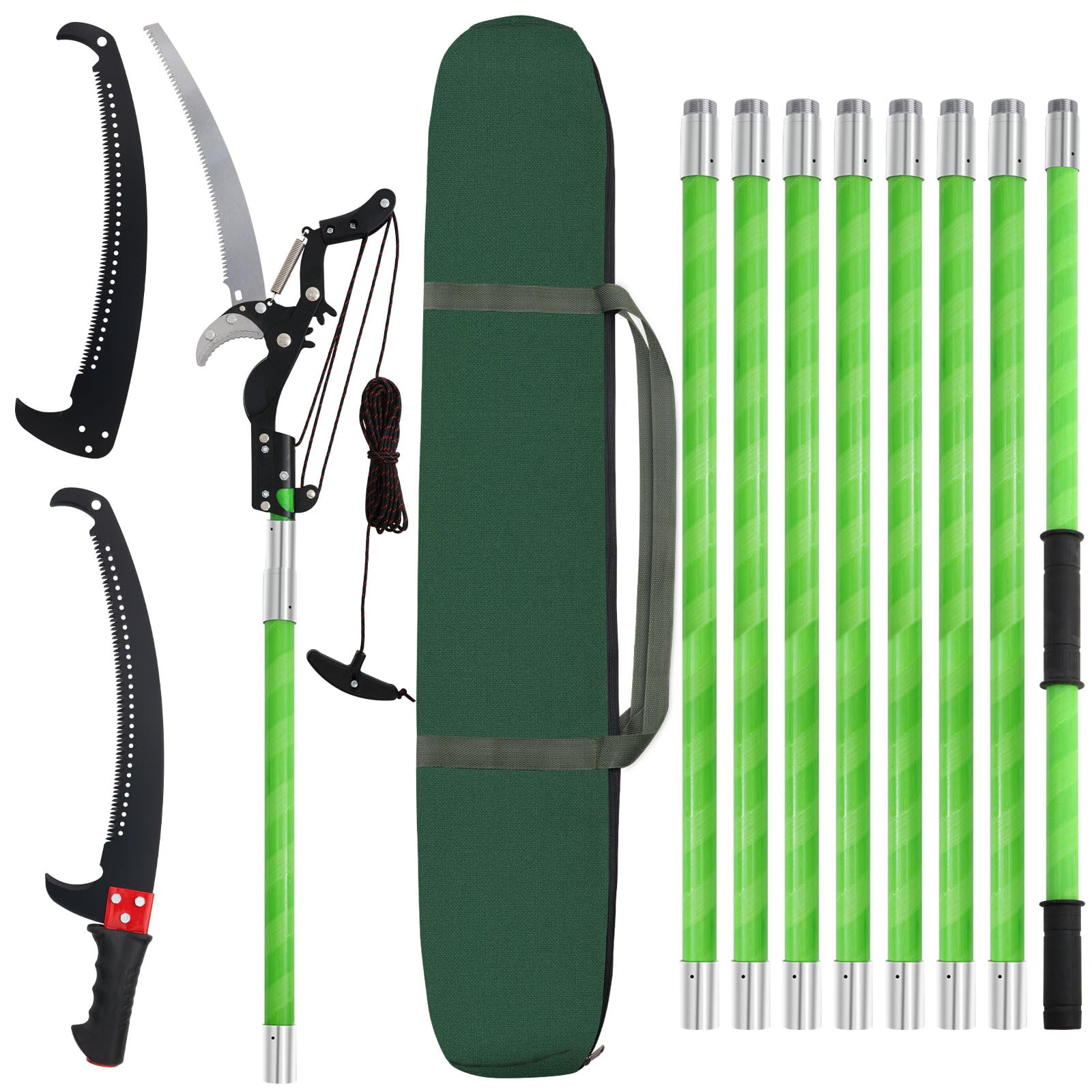 Scie à Élaguer Télescopique, Scie avec Manche Télescopique 9m,Coupe Branche Telescopique,Outils de Jardin pour Palmiers, Arbustes et Grands Arbres
