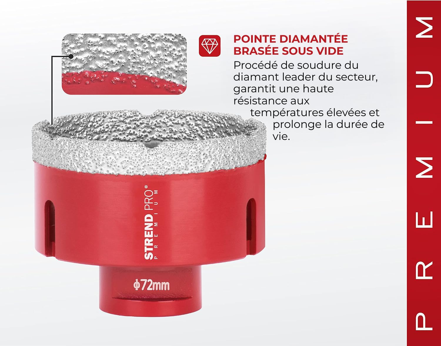 STREND PRO Scie Cloche Diamantée 68 mm pour Boîtiers Électriques et Carrelage | Filetage M14 pour Meuleuse d’Angle | Trépan pour Grès, Céramique, Granit, Marbre et Verre | Coupe Nette