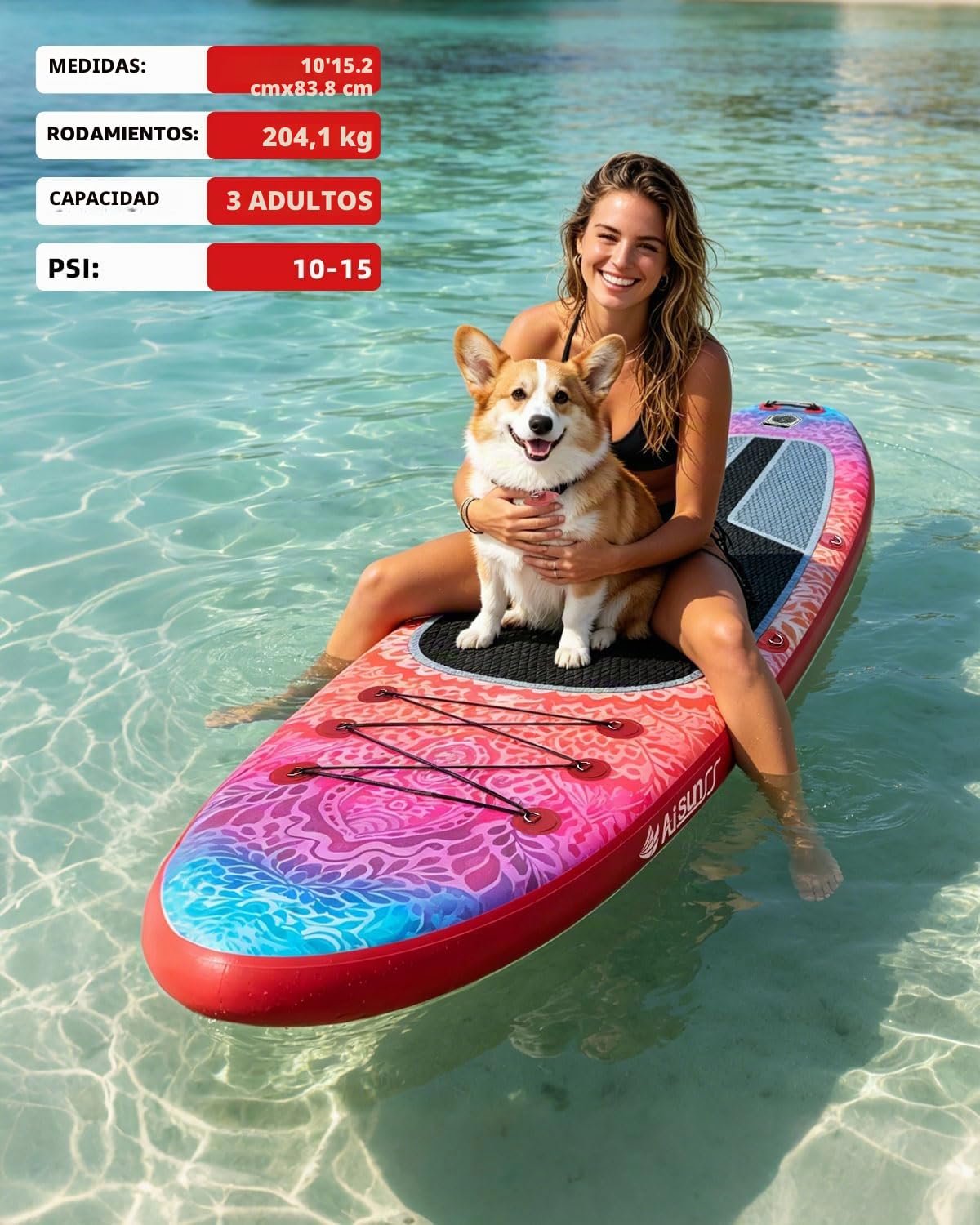 Tabla de Yoga de 10.6 pies con Accesorios de Sup, Incluye Alfombrilla Antideslizante, Bolsa Impermeable para teléfono, Bomba de Doble acción, Paleta de Aluminio Ajustable