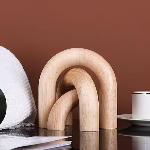 Miniatura 3 de XMGZQ Arco de madera para artículos de decoración de mesa de café, estatua de madera y escultura, juego de 3, decoración japonesa neutra del hogar,