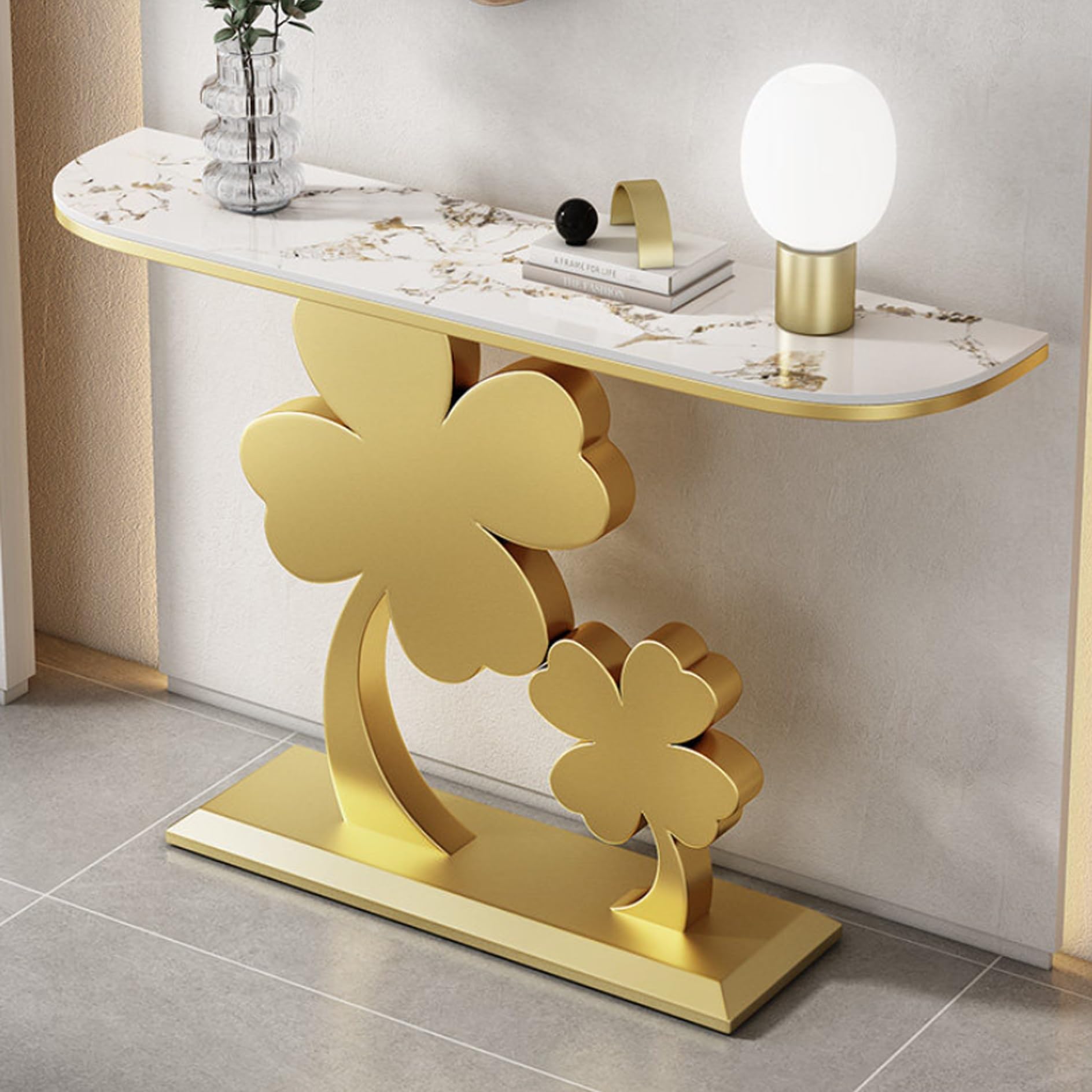 MESCXTY Console Table for Entryway, Contemporary Accent, Narrow Long Behind Sofa Tables with Geometric Metal Frame, Entrance Living Room(Multi-Colored,120cm/47.2in)