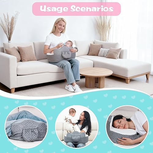 Miniatura 9 de Almohada de lactancia gruesa, una almohada de alimentación con una cerca, fabricada con una funda suave y un diseño ergonómico para lactancia materna