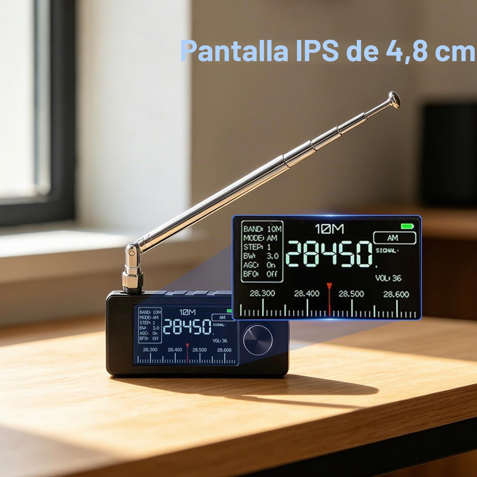 Mini Radio SI4732, Radio Completamente Equipado ESP-32-S3 Control Maestro, Chip SI4732, LSB, USB, AM, FM, Pantalla IPS de 4,8 cm, con Antena (A)