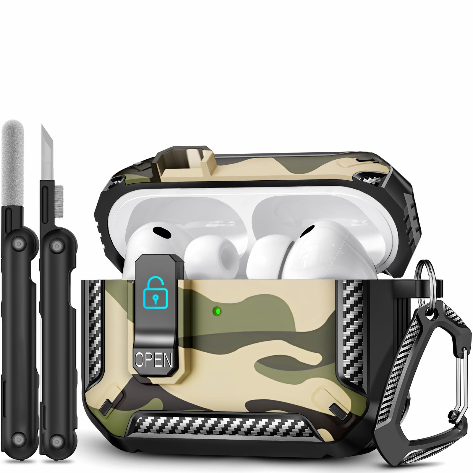 for AirPods Pro 3 Case (2025 New), Secure Lock Cases Cover with Cleaning Kit &amp; Keychain Compatible with Airpods Pro 3rd Generation Case for Men Women, Powerful Drop Protection