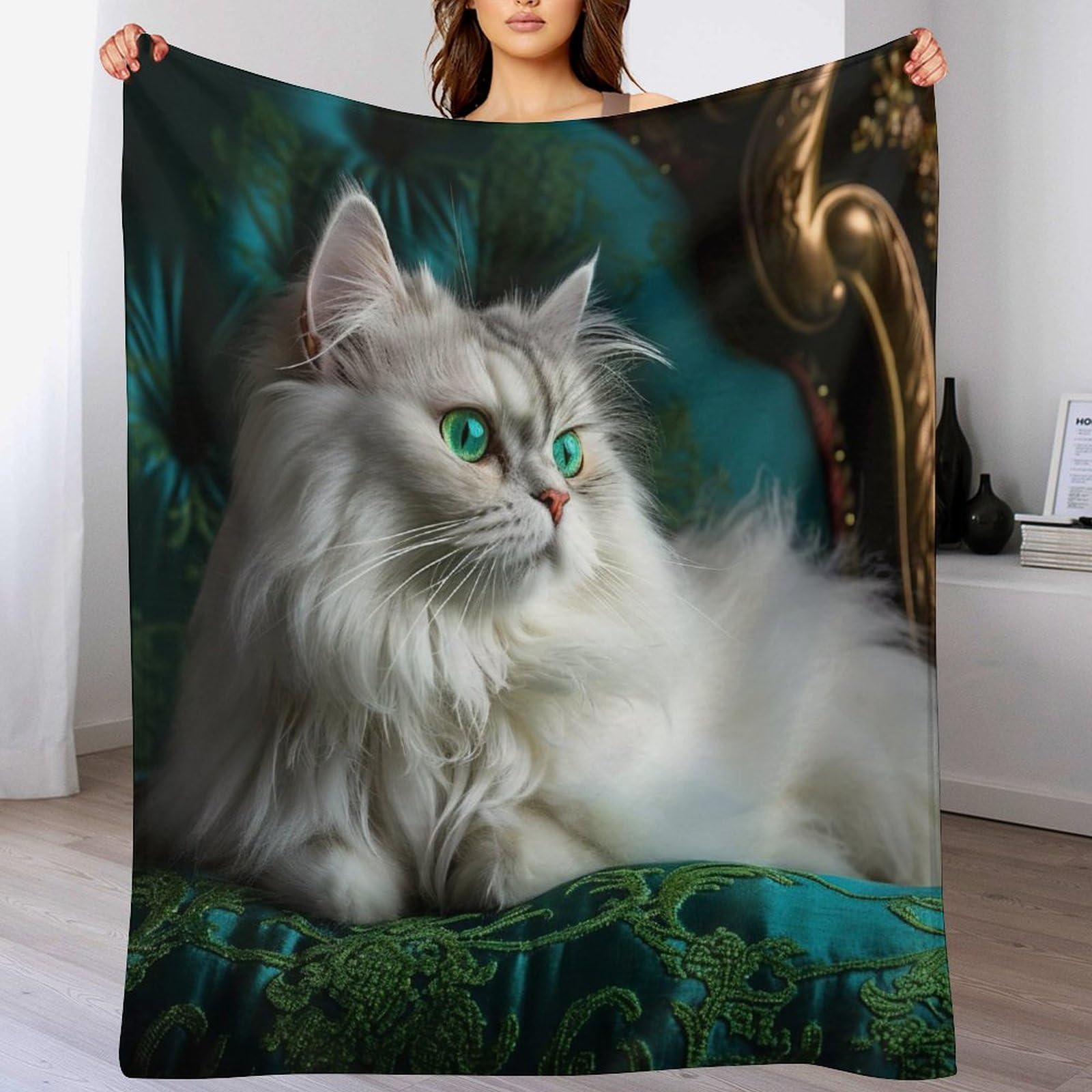 Couverture animal chat flannel douce et chaude pour lit canapé travel