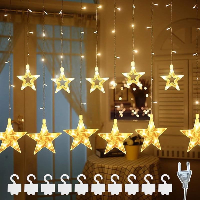 DAZZTIME LED Csillag Fényfüzér - Ablakdísz Távirányítóval, 8 Világítási Móddal, Időzítővel - Karácsonyi Dekoráció, Esküvői Kellék, Hálószoba