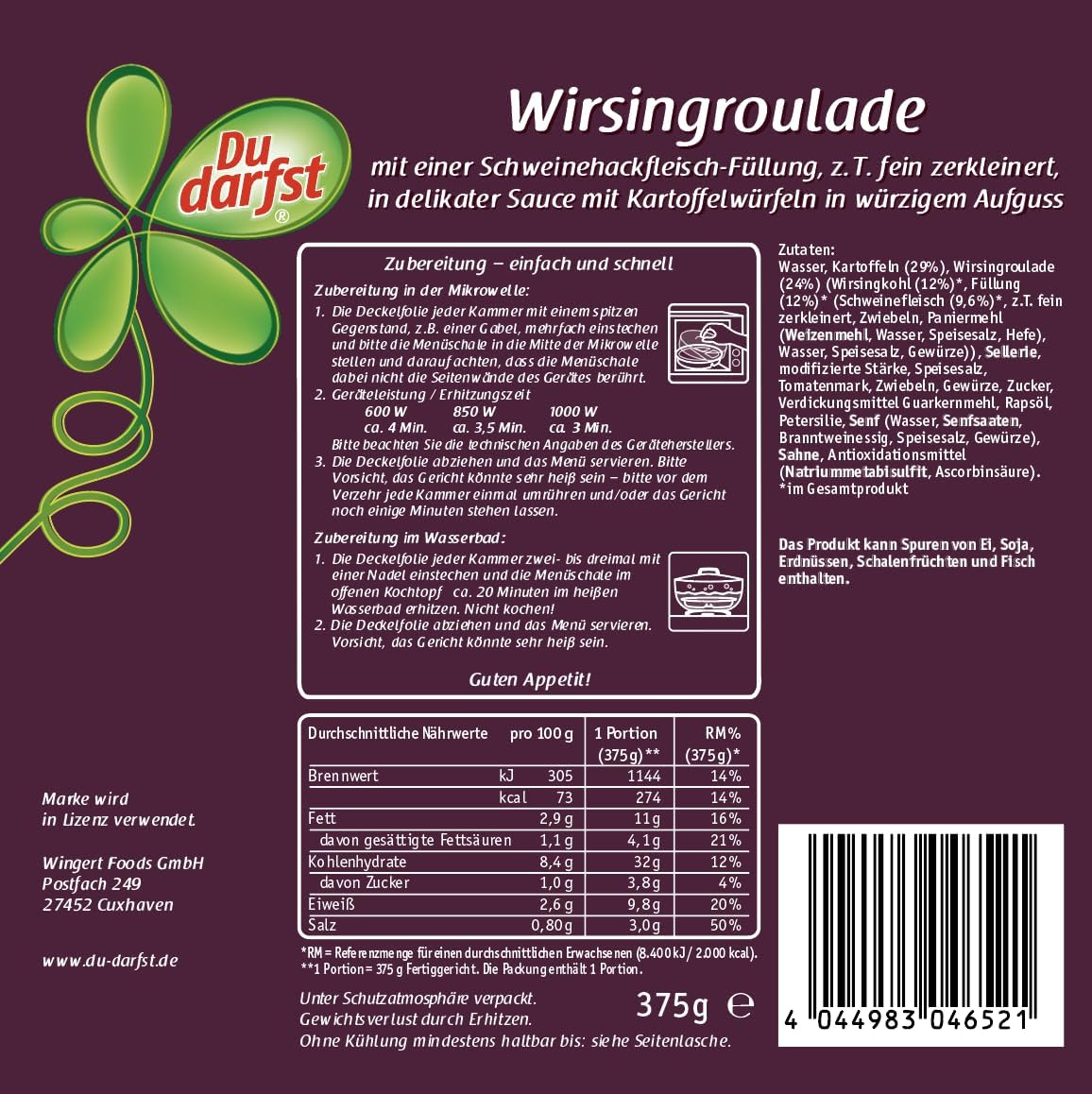 Kräftig-deftig Paket mit 12 Menüs - verschiedene Fertiggerichte für die Mikrowelle/Wasserbad - haltbare Lebensmittel - Südwind Lebensmittel