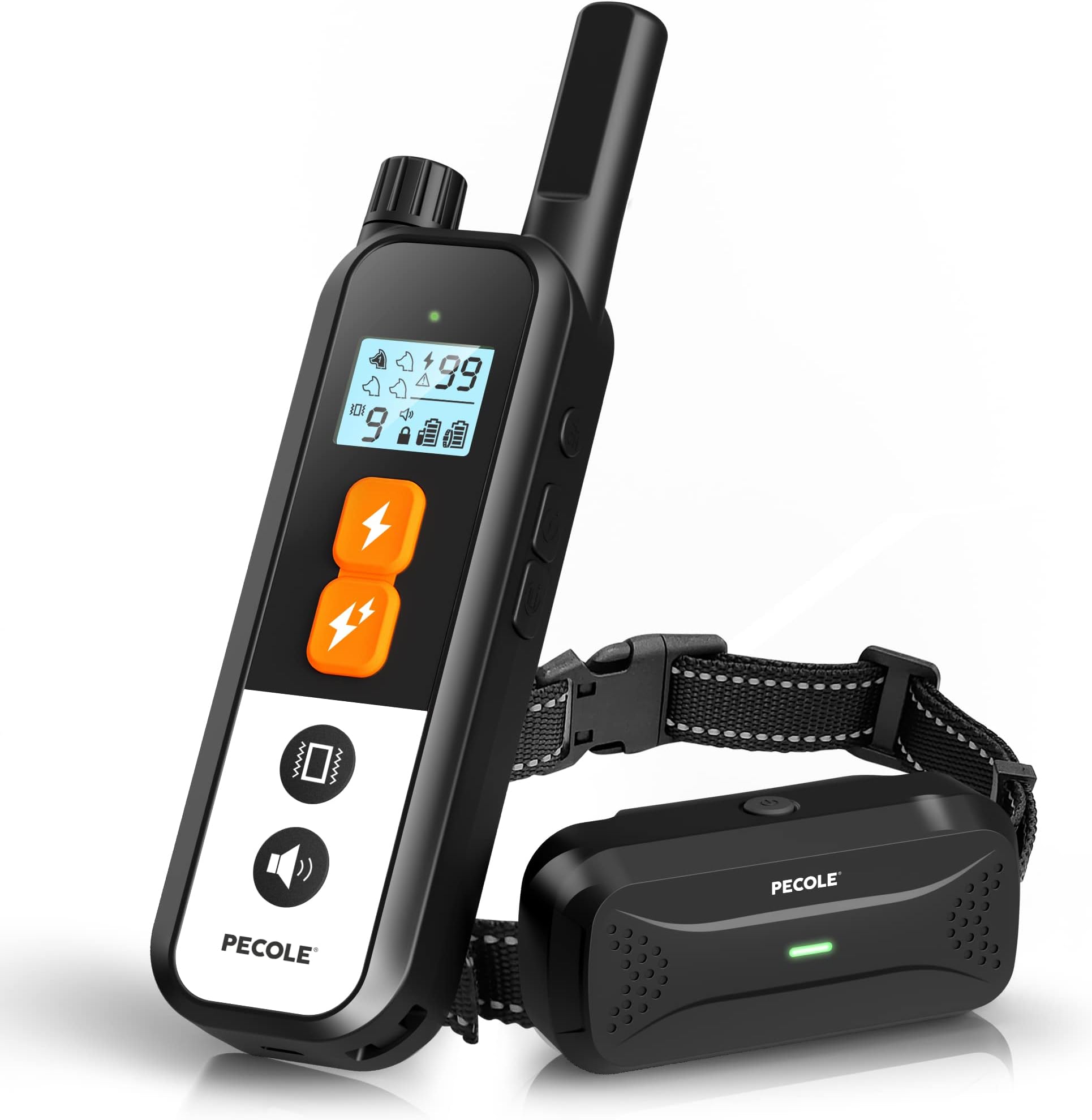 Dog Training Collar with Remote, Shock Collar for Dogs with Vibration and Beep Modes, Rechargeable Transmitter with Security Lock, Waterproof Collar, 99 Adjustable Levels – All Breeds, Sizes