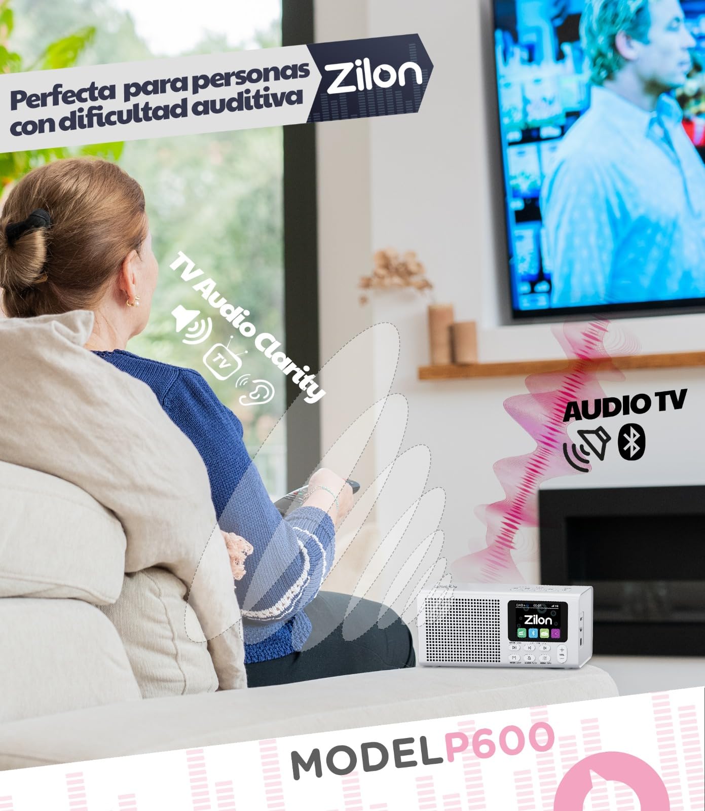 ZILON Radio Portatil Digital Dab+ FM Bluetooth Recargable Kit Emergencias - Altavoz Compacta Mediana con Bateria 2200mAh USB C Pantalla LCD Color Ideal para Cocina Camping Alarma Reloj TV y Trabajo