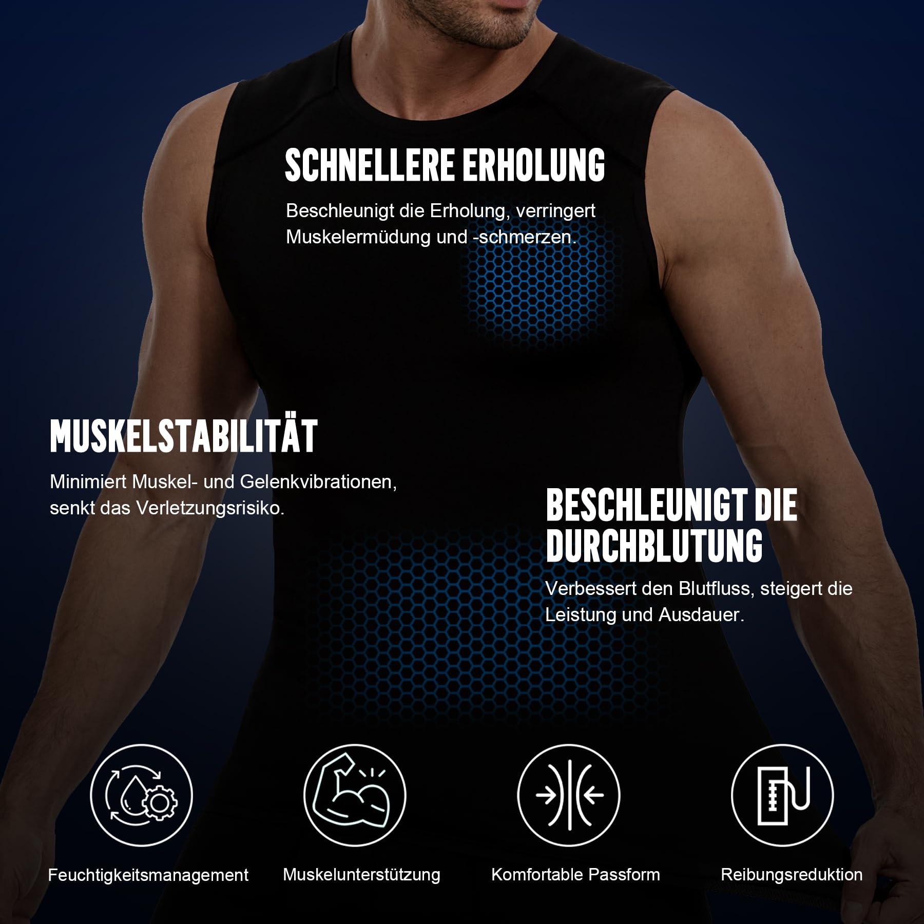 AMZSPORT 5er Pack Herren Tank Top Atmungsaktiv Kompressionsshirt Funktionsshirt Laufshirt Ärmelloses Unterhemd für Sport, Gym, Fitness und Running