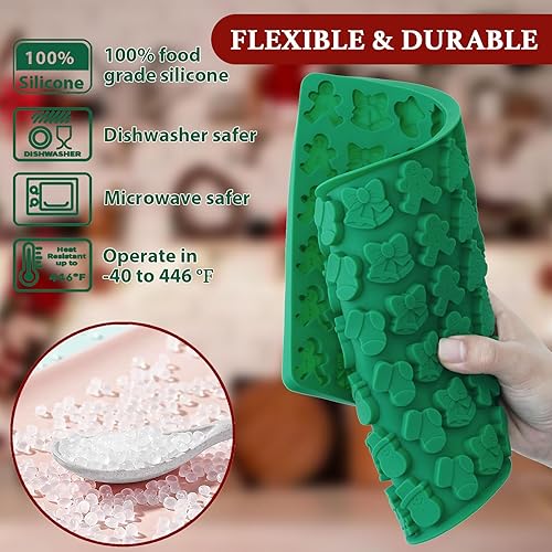 Miniatura 3 de Mini moldes de caramelo de Navidad, molde de silicona para chocolate de 72 cavidades, árbol de Papá Noel, muñeco de nieve, campana, forma de pan de