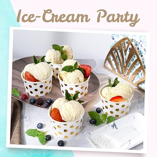 Miniatura 2 de MATICAN Vasos de papel para helado, 100 cuencos desechables de postre de 9 onzas para alimentos calientes o fríos, suministros de fiesta de 9 onzas,