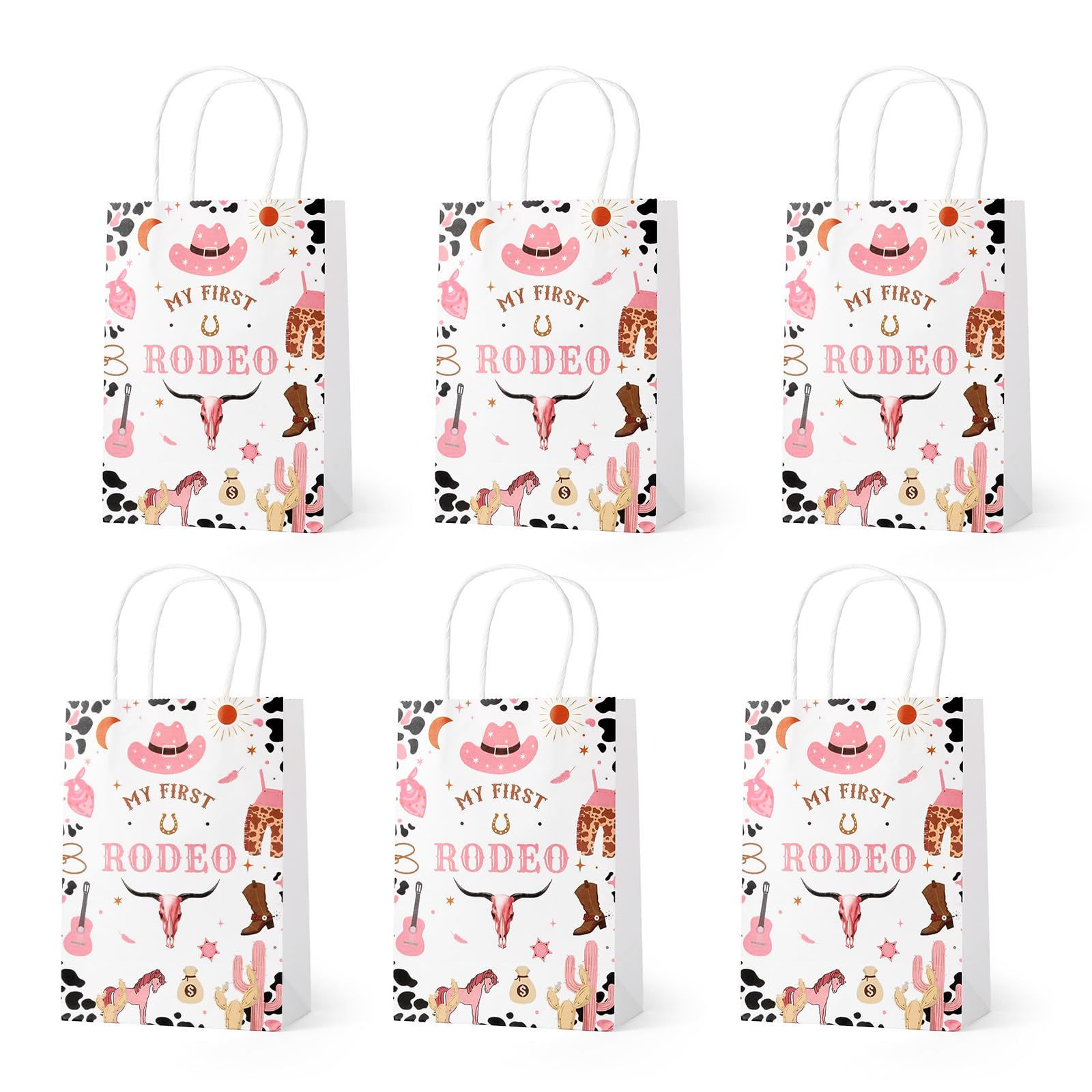 YXXHOME 24 PCS My First Rodeo Decorations Girl Gift Bags,Cowboy Party Favor Bags, My First Rodeo Party Favors, Cowboy Goodie Candy Party Bags