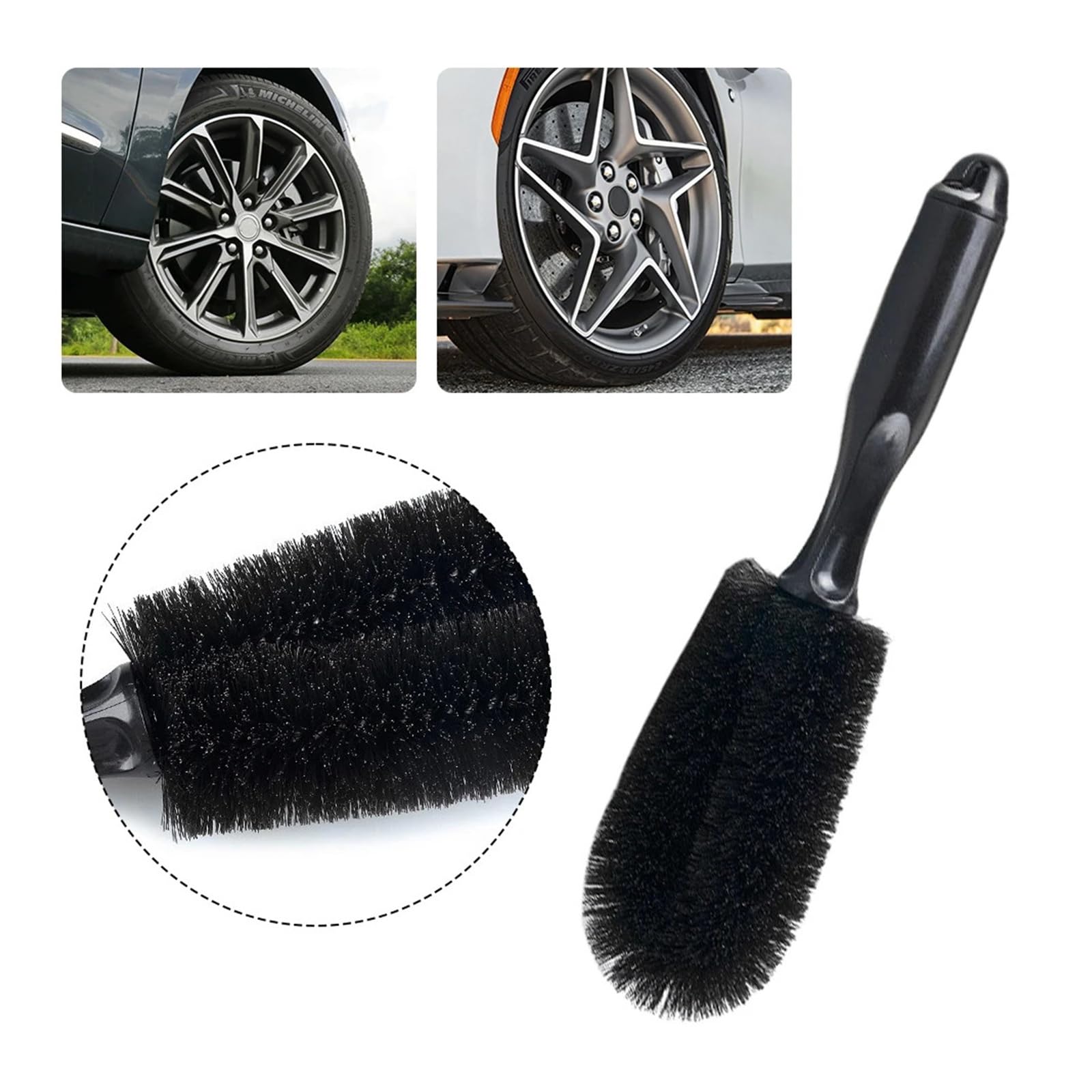 Auto-Felgen-Reinigungsbürste, weiche Borsten, Reifen-Detail-Peeling-Bürste, Detaillierungs-Waschwerkzeug(Grey)
