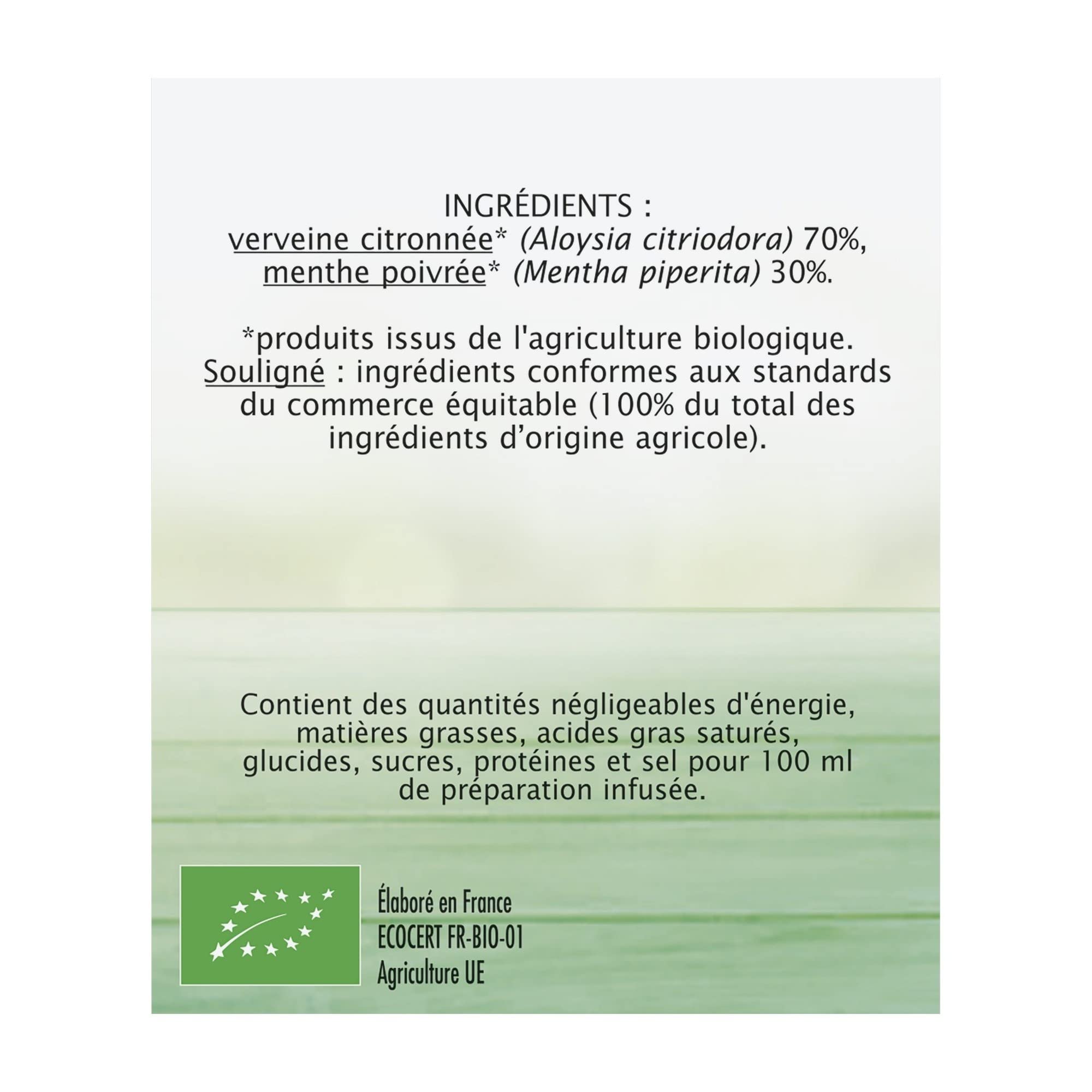 Jardin BIO étic - Infusion Verveine citronnée Menthe 30g - lot de 6