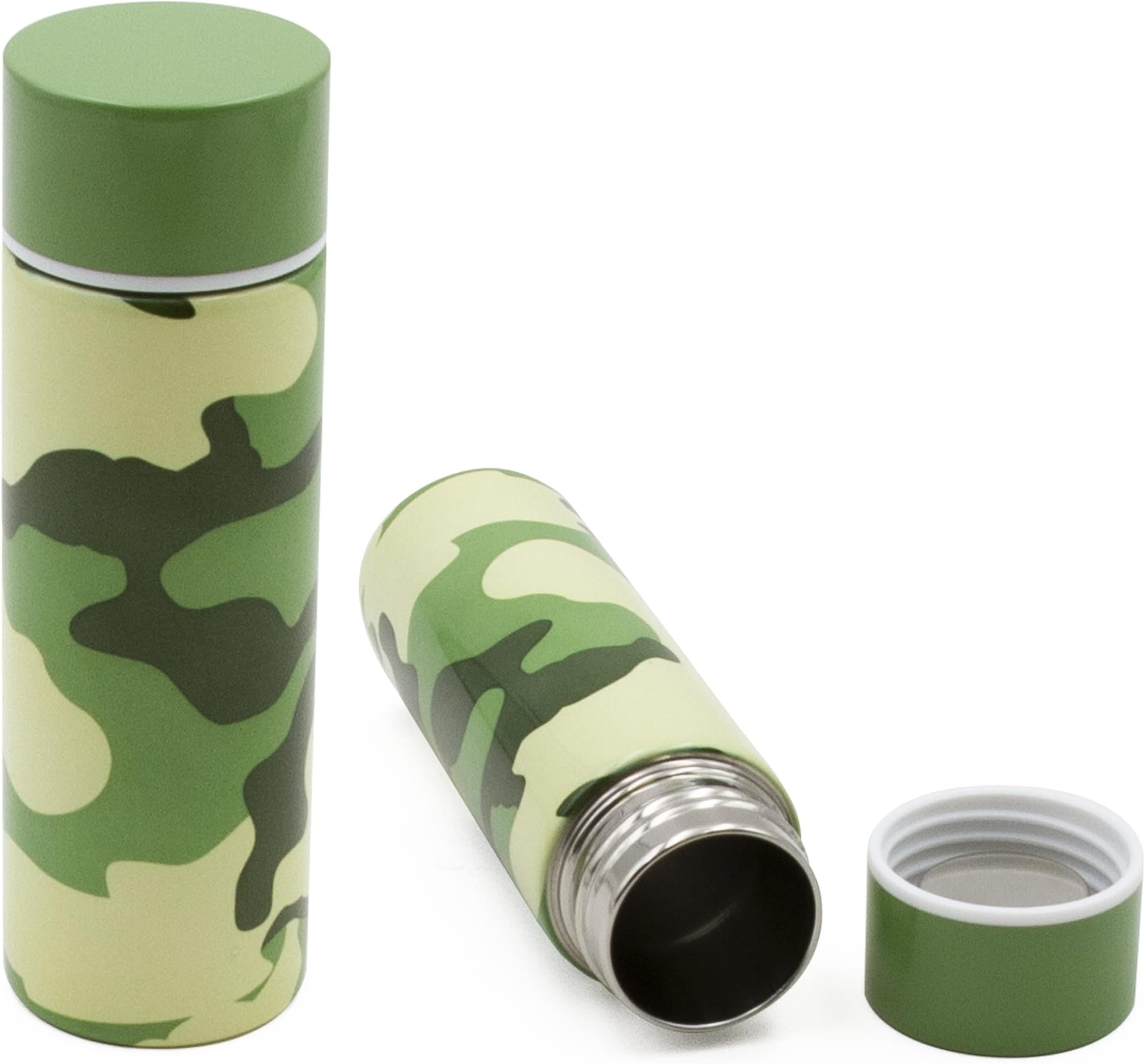 CASEMATIX CM Stainless Steel Pocket Spittoon 5-Ounce Travel Spit Cup - Portable Dip Spit Bottle with Camo Design, Spitoon for Car Wide Mouth Reusable Spit Cups for Chew
