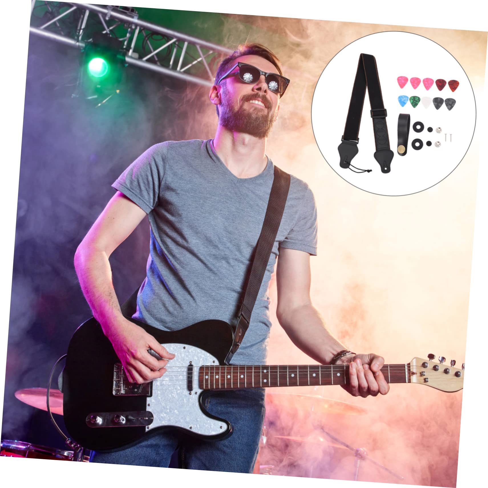 ibasenice 3juegos Correa De Guitarra De Algodón Creativa Con Accesorios Soporte Práctico Para Guitarra Eléctrica Diseño Duradero y Cómodo Para Músicos