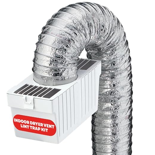 Deflecto Dryer Lint Trap Kit, Indoor Venting with Supurr-Flex Flexible Metallic Duct, Includes Clamps (LTF)
