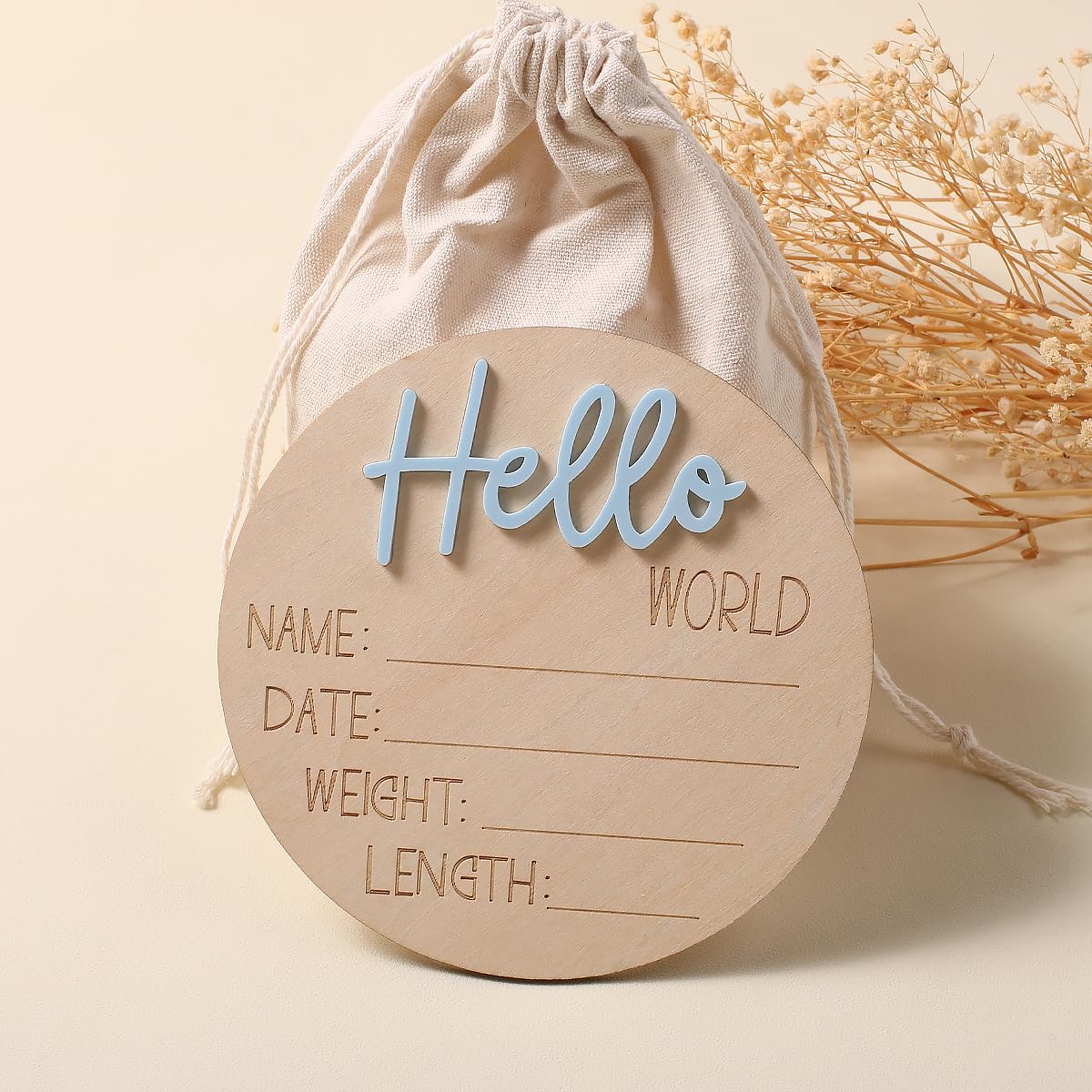 Ylsteed Baby Announcement Signs Baby Milestone Cards Wooden Newborn Photography Props Newborn Baby Birth Announcement Sign Hello World Newborn Sign