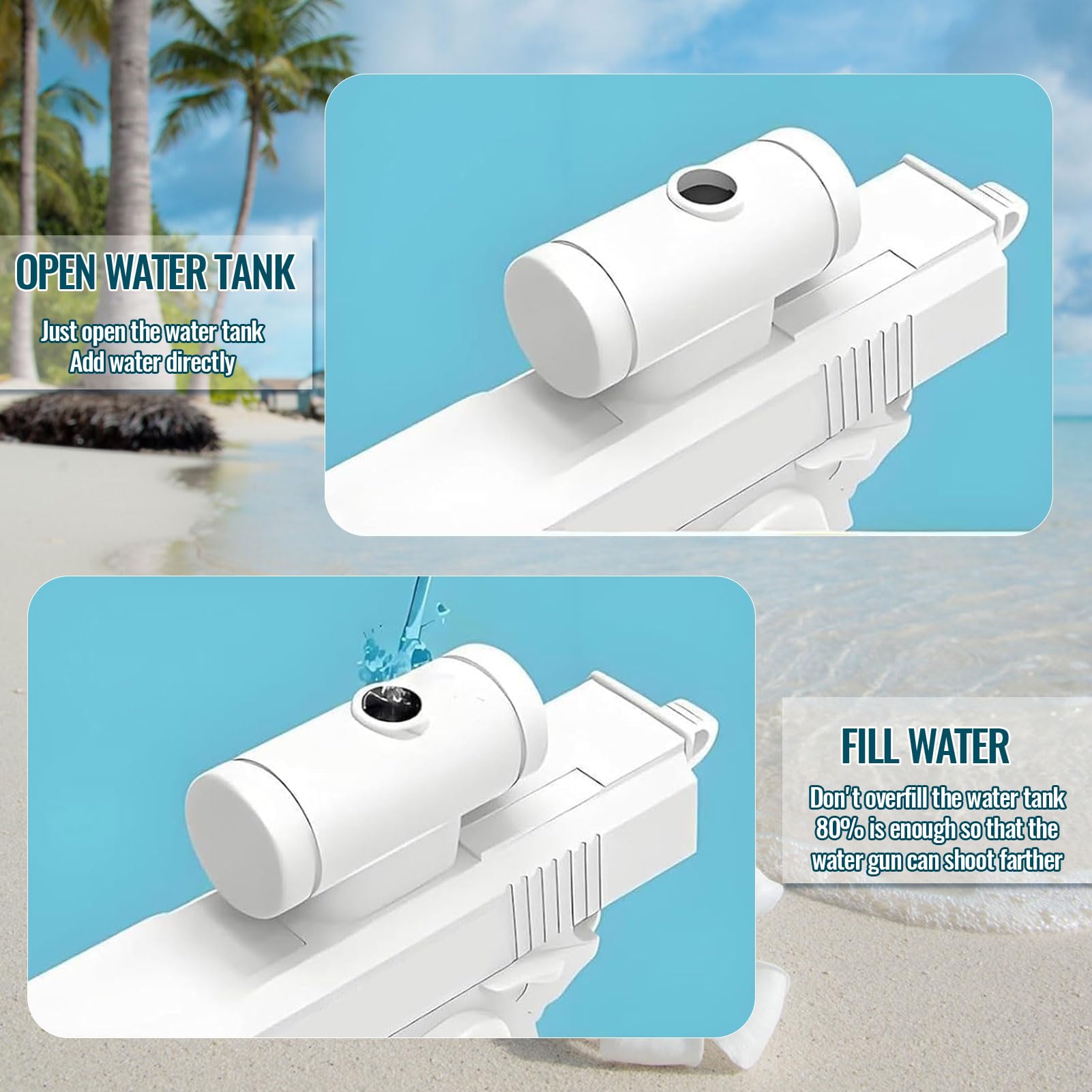 Prank Water Gun, Reverse Water Gun, Funny Two-Way Squirt Gun, Prank Trick Game Summer Toy Hilarious Gift for Parties Friend Summer Fun (White) — view 5